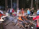 Bild vergrößert sich per Mausklick: Jugendwaldheim Lauenstein - Lagerfeuer